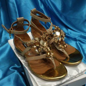 Flat sandals with crystals by Egidio Alves NIB